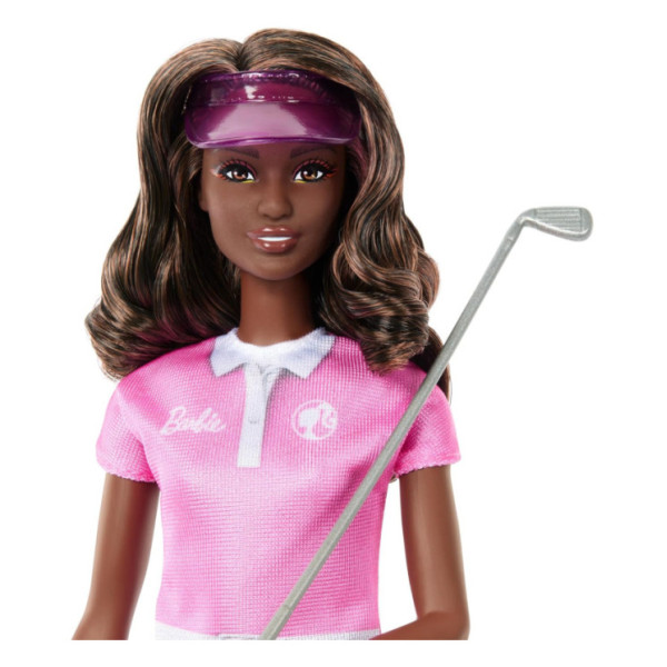 Barbie Carriere Golfista – Bambola con Polo Rosa, Gonna Fantasia, Mazza e Visiera Inclusi, Giocattolo 3+ Anni JCR69