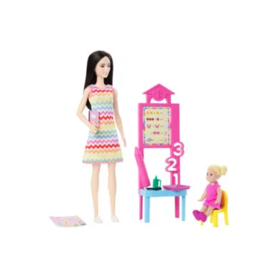 Barbie Carriere Insegnante – Bambola con Alunna, Lavagna e Accessori Educativi, Giocattolo 3+ Anni Mattel