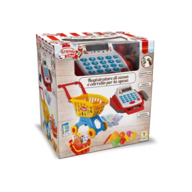 Cassa Giocattolo con Carrello Spesa Grande Chef Teorema  Set Supermercato con Luci, Suoni, Scanner e Soldi Finti per Bambini