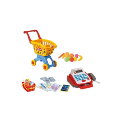 Cassa Giocattolo con Carrello Spesa Grande Chef Teorema  Set Supermercato con Luci, Suoni, Scanner e Soldi Finti per Bambini