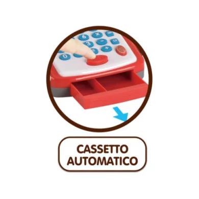 Cassa Giocattolo con Carrello Spesa Grande Chef Teorema  Set Supermercato con Luci, Suoni, Scanner e Soldi Finti per Bambini