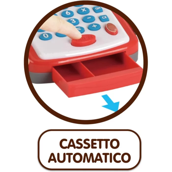 Cassa Giocattolo con Carrello Spesa Grande Chef Teorema  Set Supermercato con Luci, Suoni, Scanner e Soldi Finti per Bambini