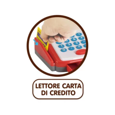Cassa Giocattolo con Carrello Spesa Grande Chef Teorema  Set Supermercato con Luci, Suoni, Scanner e Soldi Finti per Bambini