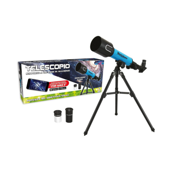 Telescopio Astronomico Teorema 74211 con Treppiede in Alluminio e Obiettivo 50mm, Set Educativo per Bambini e Principianti