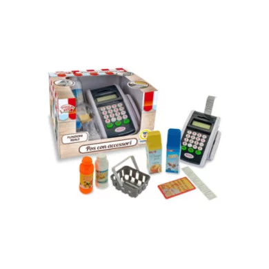 POS Giocattolo con Calcolatrice Vera e Accessori  Registratore di Cassa Portatile per Bambini 3+ Anni, Gioco Supermercato