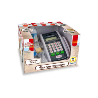 POS Giocattolo con Calcolatrice Vera e Accessori  Registratore di Cassa Portatile per Bambini 3+ Anni, Gioco Supermercato