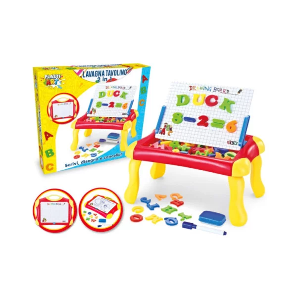 Lavagna Tavolino 2 in 1 Magnetica  Gioco Educativo Scrivi e Cancella per Bambini 3+ Anni Plasti Art Teorema