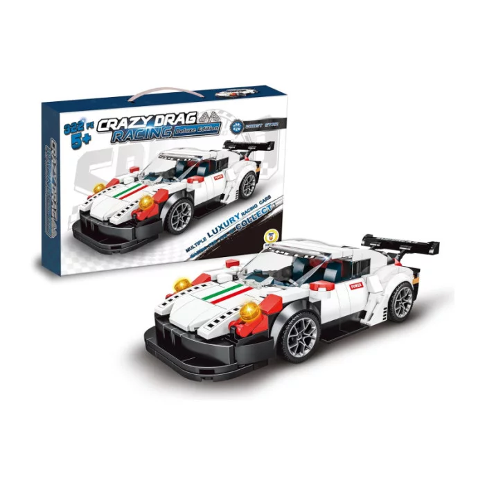 Crazy Drag Racing Deluxe Edition  Auto da Corsa Bianca 322 Pezzi, Gioco STEM Costruzioni 5+ Anni Teorema