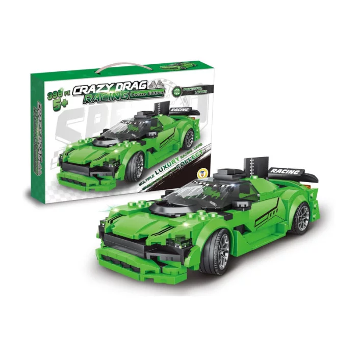 Crazy Drag Racing Deluxe Edition  Auto da Corsa Verde 398 Pezzi, Gioco STEM da Costruire 5+ Anni Teorema