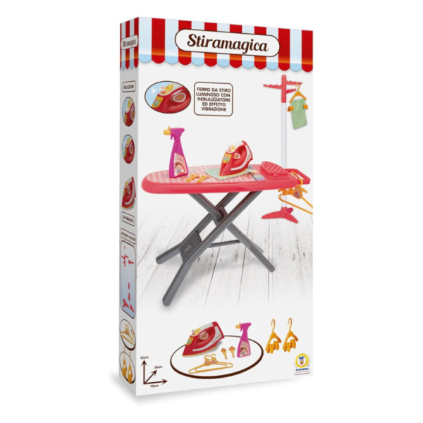Set Asse da Stiro Giocattolo con Ferro a Luci, Suoni e Spruzzo Teorema – Accessori e Appendiabiti Inclusi