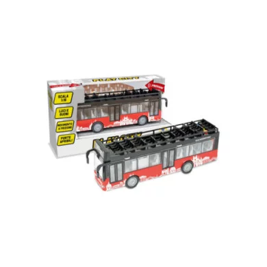 Citybus Panoramico – Autobus a Frizione Scala 1:16 con Luci e Suoni, Porte Apribili e Batterie Incluse, Rosso e Bianco Casuale