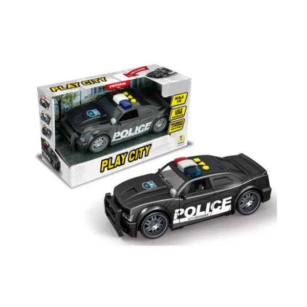 Auto Polizia 1:14 – Veicolo Giocattolo con Luci, Suoni e Movimento a Frizione, Porte Apribili Teorema