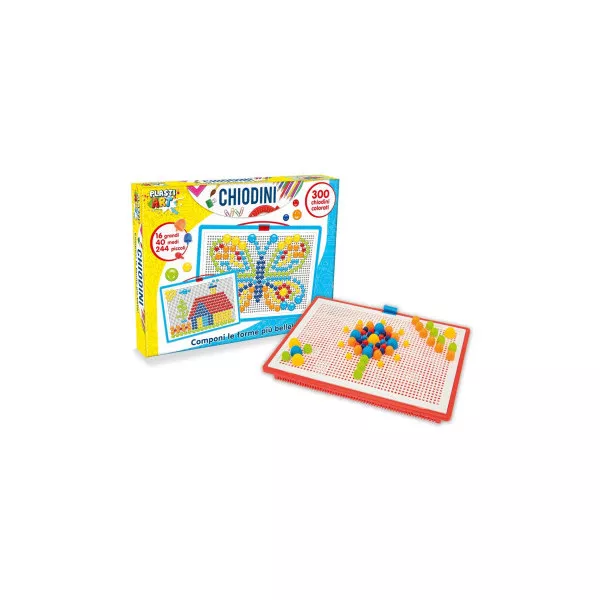 Chiodini Colorati Plasti Art Teorema  Tavoletta Creativa con 300 Pezzi per Bambini 3+ Anni, Gioco Educativo di Composizione
