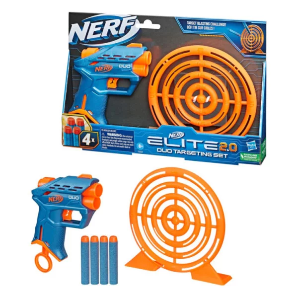 Nerf Elite 2.0 Duo Targeting Set – Pistola Lancia Dardi con Bersaglio e 4 Freccette in Schiuma Hasbro 8+ Anni