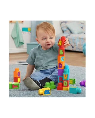 Mega Bloks Set Costruzioni Impara l’Alfabeto con 30 Blocchi Colorati per Bambini 1-5 Anni HRR60 Fisher-Price