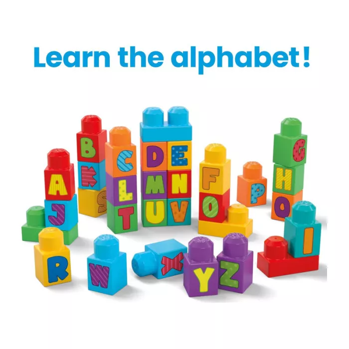 Mega Bloks Set Costruzioni Impara l’Alfabeto con 30 Blocchi Colorati per Bambini 1-5 Anni HRR60 Fisher-Price