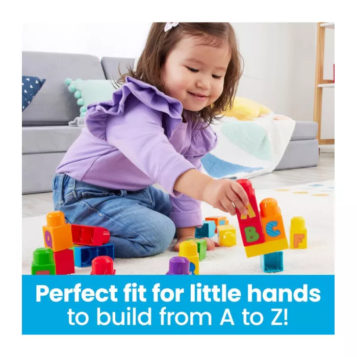 Mega Bloks Set Costruzioni Impara l’Alfabeto con 30 Blocchi Colorati per Bambini 1-5 Anni HRR60 Fisher-Price