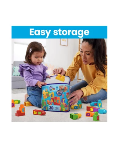 Mega Bloks Set Costruzioni Impara l’Alfabeto con 30 Blocchi Colorati per Bambini 1-5 Anni HRR60 Fisher-Price