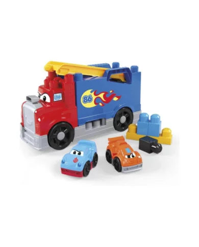 Mega Bloks Autotreno Monta e Sfrescia – Set con 19 Blocchi e 2 Macchinine da Corsa per Bambini 1+ Anni Fisher-Price JFR29