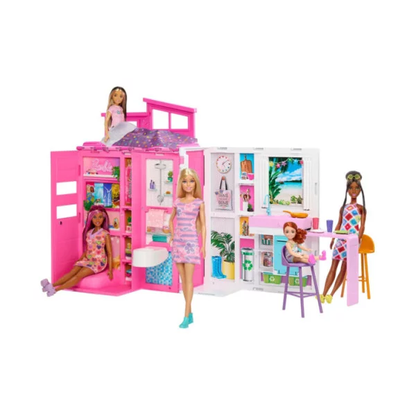 Barbie Loft Casa delle Vacanze – Playset con Bambola Inclusa, 4 Aree di Gioco e 11 Accessori Arredati Mattel HJR77