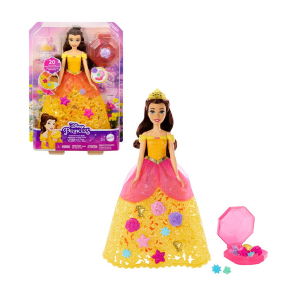 Disney Princess Belle Fleurs en Folie – Bambola con Gonna Decorabile, Petali Profumati e Accessori Inclus Mattel HWB41