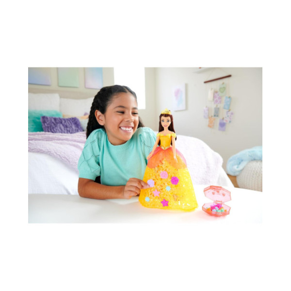 Disney Princess Belle Fleurs en Folie – Bambola con Gonna Decorabile, Petali Profumati e Accessori Inclus Mattel HWB41