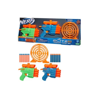 Nerf Elite 2.0 Face Off Target Set – 2 Blaster QS-4 con Bersaglio e 12 Freccette in Schiuma Hasbro 8+ Anni