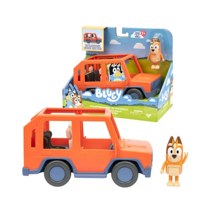 Bluey Heeler Family Road Trip – Auto 4x4 con Personaggio Chilli Incluso, Veicolo Giocattolo per Bambini 3+ Anni