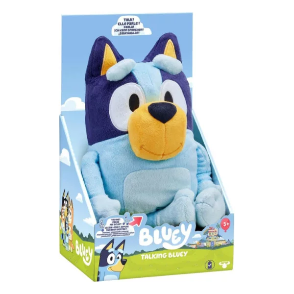 Bluey Peluche Parlante 33 cm – Plush Interattivo Morbidissimo con Suoni e Frasi in 3 Lingue (ITA, SPA, POR) Rocco Giocattoli