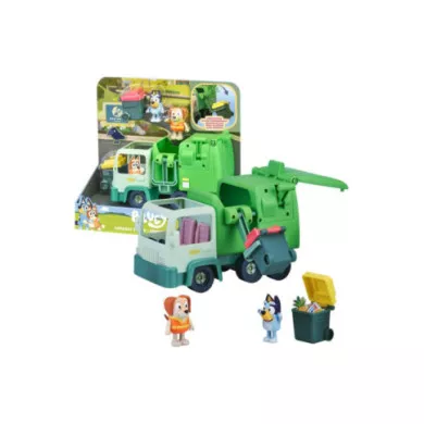 Bluey Camion Nettezza Urbana Playset con 2 Personaggi Articolati da 7 cm e Accessori, Veicolo Interattivo 3+ Anni