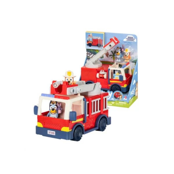 Bluey Camion dei Pompieri – Veicolo con Bingo Vigile del Fuoco e Bob Bilby, Scala Mobile e Accessori, Giocattolo 3+ Anni