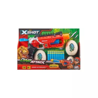 X-Shot Dino Attack Dino Striker – Blaster con 16 Dardi e 4 Uova di Dinosauro per Bambini 8+ Anni