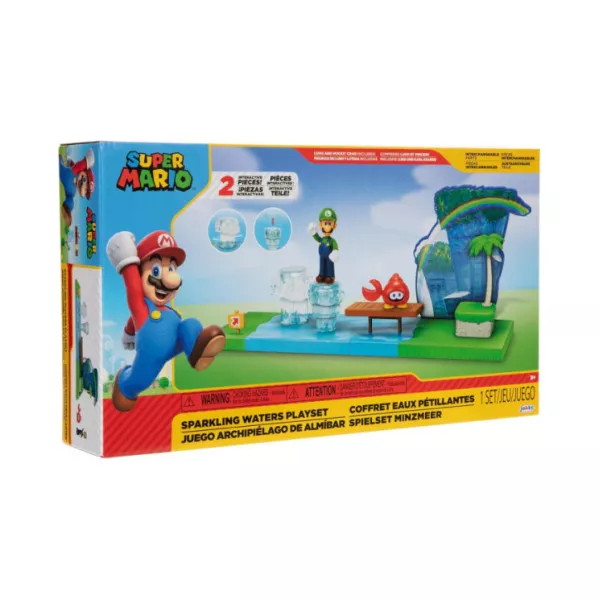 Super Mario Sparkling Waters Playset – Set di Gioco con Luigi e Granchio Rimbalzante 3+ Anni Jakks Pacific