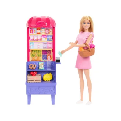 Barbie Malibu Fa la Spesa – Bambola con Bancarella del Mercato e 11 Accessori a Tema 3+ Anni JCT05