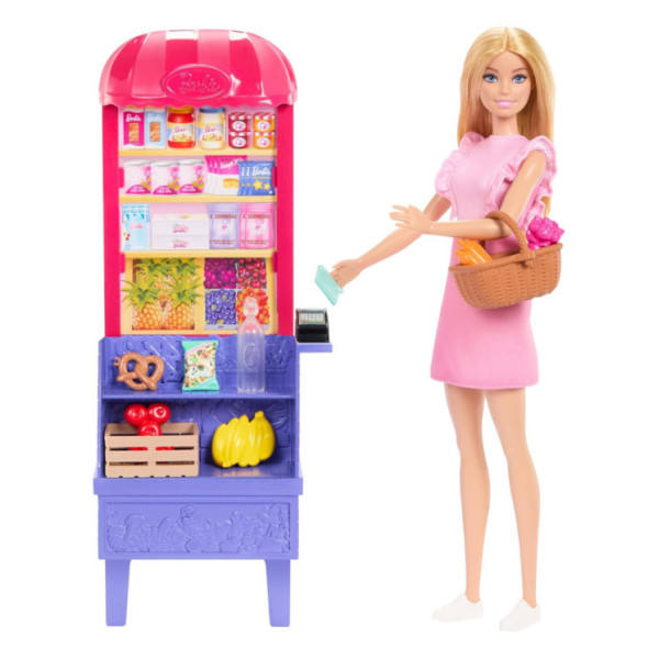 Barbie Malibu Fa la Spesa – Bambola con Bancarella del Mercato e 11 Accessori a Tema 3+ Anni JCT05