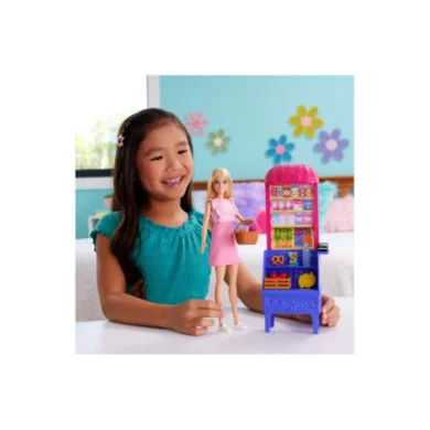 Barbie Malibu Fa la Spesa – Bambola con Bancarella del Mercato e 11 Accessori a Tema 3+ Anni JCT05