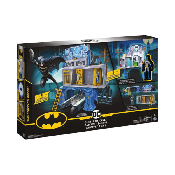 Batman 3-in-1 Batcave – Playset con 3 Livelli e Personaggio Esclusivo di Batman 4+ Anni Spin Master