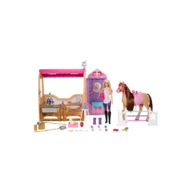 Barbie Stalla Ultimate Stable – Set con Cavallo, Bambola e 25 Accessori, 6 Aree di Gioco 3+ Anni JDN43