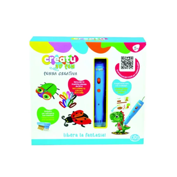 Penna 3D Creatù con Accessori – Kit Creativo per Bambini con 10 Ricariche e Motore ODS
