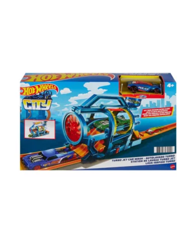 Hot Wheels City Turbo Jet Car Wash – Playset Autolavaggio con Auto Inclusa per Bambini 4+ Anni Mattel