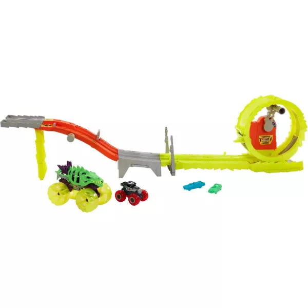 Hot Wheels Monster Trucks Power Smashers – Pista Charge & Chase con Skelesaurus e Bone Shaker 1:64 Mattel HYT07