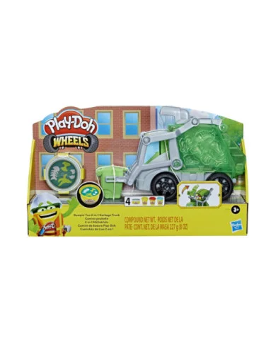 Play-Doh Wheels Camion dei Rifiuti 2 in 1 – Set Pasta Modellabile con 3 Vasetti e Accessori Hasbro 3+ Anni