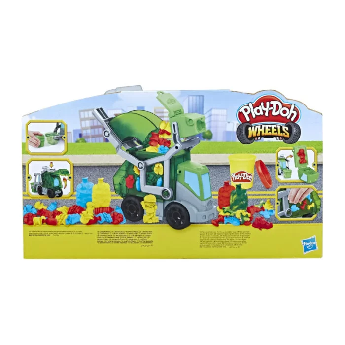 Play-Doh Wheels Camion dei Rifiuti 2 in 1 – Set Pasta Modellabile con 3 Vasetti e Accessori Hasbro 3+ Anni
