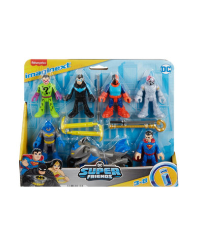 Imaginext DC Super Friends Set Deluxe – 6 Personaggi con Accessori e Power Pad per Missili Fisher-Price 3+ Anni