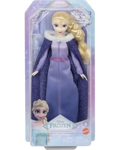 Disney Frozen Elsa Real Abito da Ballo – Bambola con Mantello Scintillante e Scarpe Rimovibili 3+ Anni