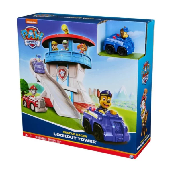Paw Patrol Mini Quartier Generale – Torre con Pista e Veicolo di Chase in Scala 1:55 Spin Master 3+ Anni