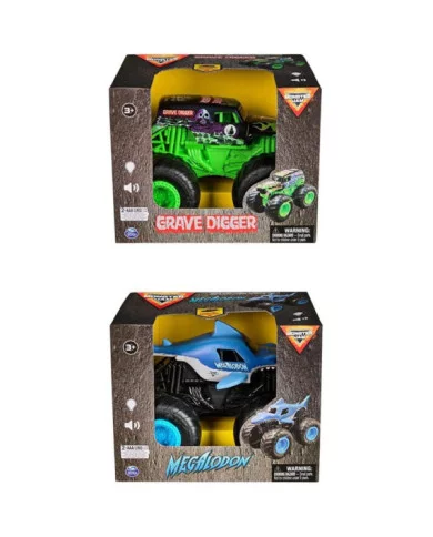 Monster Jam Camion 1:24 con Luci e Suoni – Grave Digger o Megalodon Spin Master 3+ Anni (Modello Casuale)
