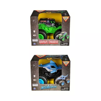 Monster Jam Camion 1:24 con Luci e Suoni – Grave Digger o Megalodon Spin Master 3+ Anni (Modello Casuale)