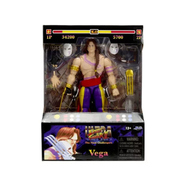 Action Figure Vega 15 cm – Street Fighter II Jada Toys con Maschera, Artigli e Parti Intercambiabili per Collezionisti 8+