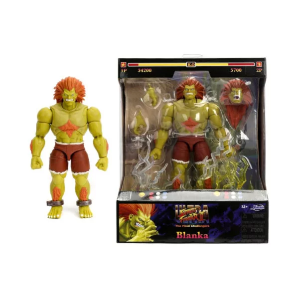 Action Figure Blanka 19 cm – Street Fighter II Jada Toys con Testa e Mani Intercambiabili per Collezionisti 13+